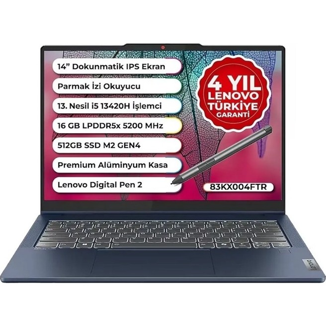 110001147318656.jpg Lenovo Ideapad Slim 5 Case 2 in 1 Intel Core i5 13420H 16GB 512GB SSD Freedos 14" WUXGA Taşınabilir Bilgisayar 83KX004FTR - Görsel 1