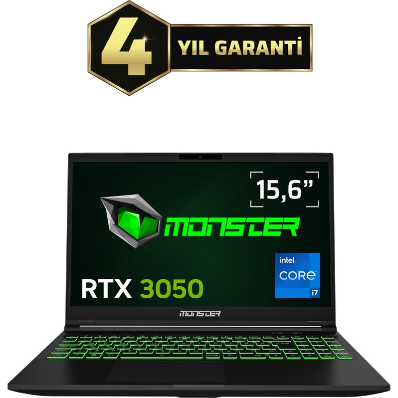 110001148130232.jpg Monster Abra A5 V20.6.2 Intel Core I7 13620H 32 GB Ram 1 Tb SSD 4 GB Rtx 3050 Freedos 15,6" Fhd 144 Hz Taşınabilir Bilgisayar - Görsel 1