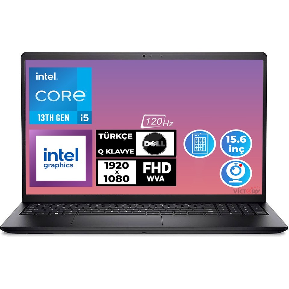 110001159650544.jpg Dell Vostro 3530 I5-1334U 16GB 512GB SSD 15.6 Fhd 120Hz Ubuntu Taşınabilir Bilgisayar N3404PVNB3530-UBU - Görsel 1