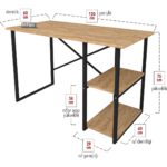 Bofigo 2 Raflı Çalışma Masası Bilgisayar Masası Ofis Ders Masası + 5 Raflı Kitaplık Metal Kitaplık Çam - Görsel 2