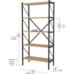 Bofigo 2 Raflı Çalışma Masası Bilgisayar Masası Ofis Ders Masası + 5 Raflı Kitaplık Metal Kitaplık Çam - Görsel 3