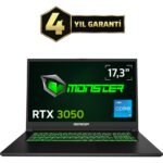 Monster Abra A7 V15.3.2  Intel Core I5 13500H 32 GB Ram 1 Tb SSD 6 GB Rtx 3050 Freedos 17,3" Fhd 144 Hz Oyun Bilgisayarı