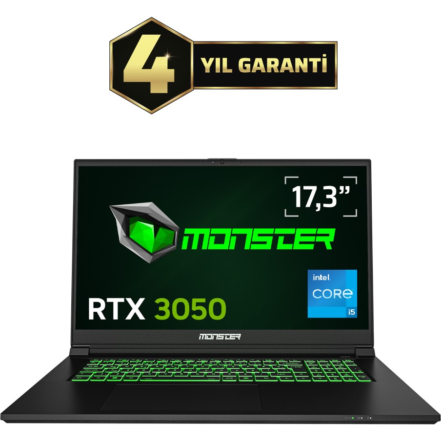 110001173222446.jpg Monster Abra A7 V15.3.2 Intel Core I5 13500H 32 GB Ram 1 Tb SSD 6 GB Rtx 3050 Freedos 17,3" Fhd 144 Hz Oyun Bilgisayarı - Görsel 1