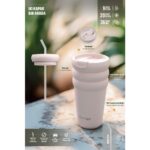 Stevig 3 Bubble Two-Cap Straw Tumbler Çelik Termos 600 ml Soft Quartz ST-248 - Görsel 7