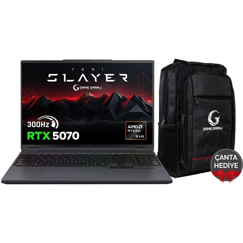 110001181838110.jpg Game Garaj Slayer R9T-5070 C6 Amd Ryzen 9 8945HX 32GB Ram 1tb SSD RTX5070 16" 300Hz Qhd+ Freedos Oyuncu Laptop - Görsel 1