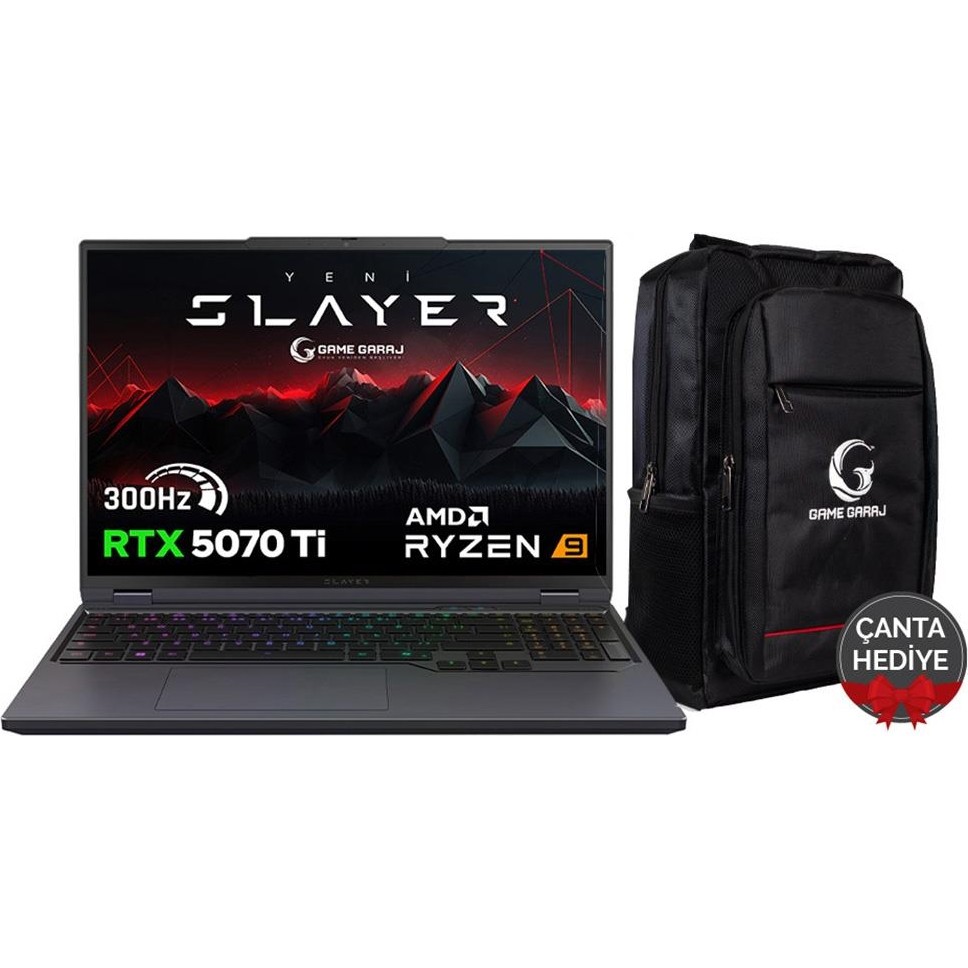 110001189157902.jpg Game Garaj Slayer R9T3D-5070TI C6 Amd Ryzen 9 9955HX3D 32GB Ram 1tb SSD RTX5070TI 16" Qhd+ IPS 300Hz Freedos Gaming Laptop - Görsel 1