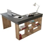 Robin Home Kitaplık Raflı Çalışma Masası Ofis Bilgisayar Masası - Görsel 2