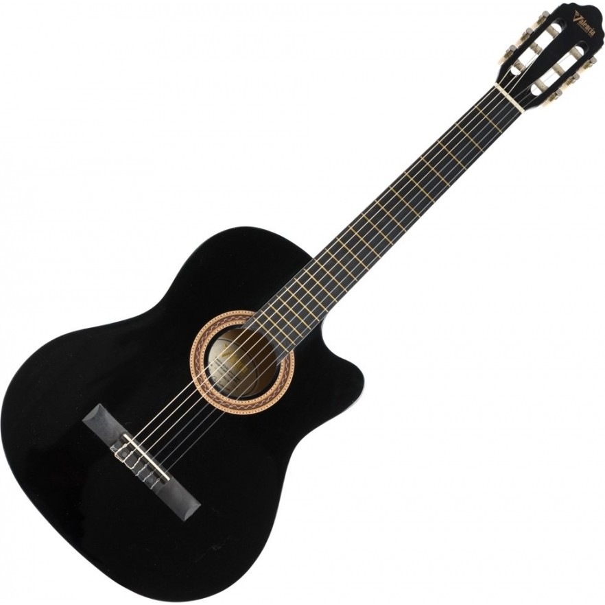 9803476074546.jpg Valencia VC104TCBK Siyah Cutaway Klasik Gitar 4/4 (Sap Çelik+Kılıf) - Görsel 1